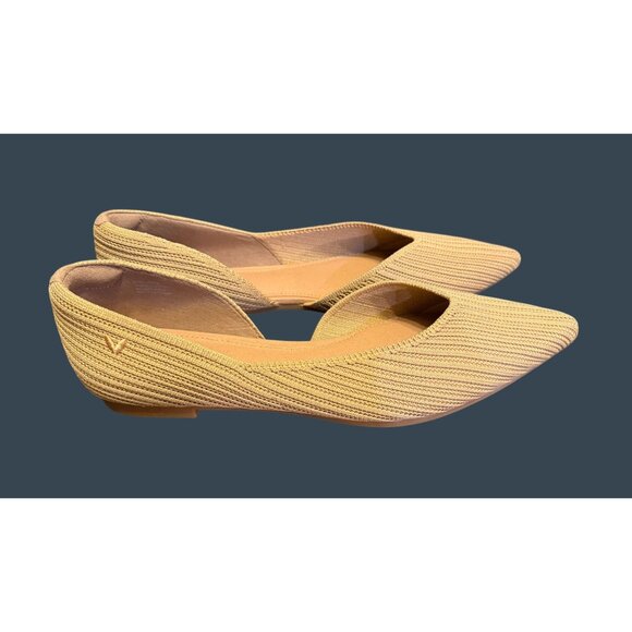 Vivaia Pointed-Toe Beige Knit Ballet Flats Comfortable Slip-On Lightweight Breat - Picture 4 of 10